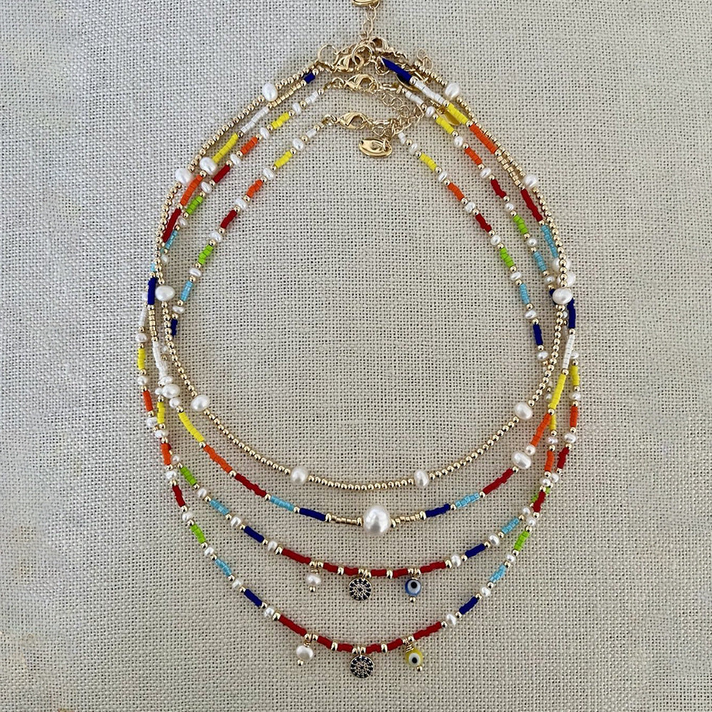 Wholesale Pearl Diamond Evil Eye Pendant Necklace
